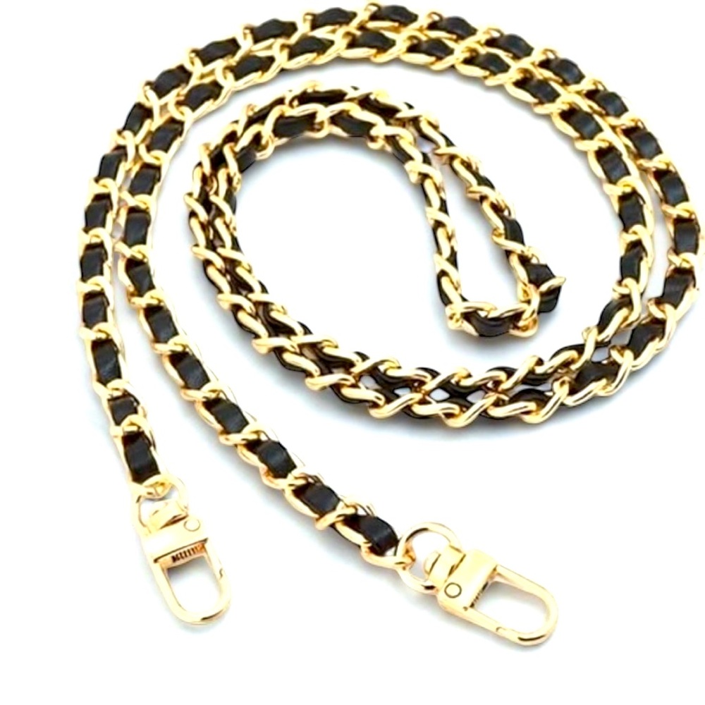 47" Metal-Leather Chain for Bags & Wallets Black